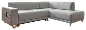 Világosszürke kinyitható-tárolóhelyes sarokkanapé (jobb oldali-L alakú) Classy Sophie – Miuform