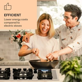 Klarstein Goldflame 5 Prime, gázfőzőlap, 5 Messing égő, üvegkerámia