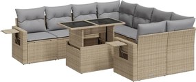 vidaXL 9 részes bézs polyrattan kerti ülőgarnitúra párnákkal