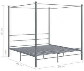 szürke fém baldachinos ágykeret 200 x 200 cm