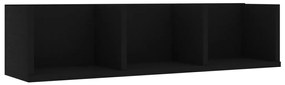 fekete szerelt fa CD-tartó fali polc 75 x 18 x 18 cm