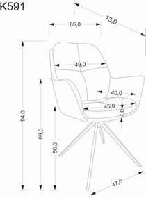 K-591 360 fokban forgatható étkezőszék barna
