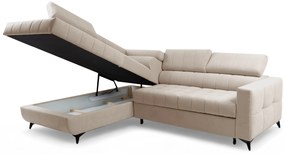 Nardo L sarokkanapé ágyfunkcióval balos - bézs plüss Pretty 03