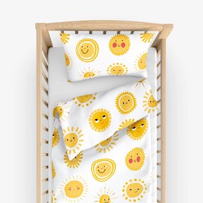 Goldea gyermek pamut ágyneműhuzat kiságyba - mosolygós napocskák 100 x 135 és 40 x 60 cm