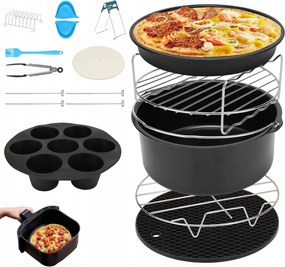 8 hüvelykes akcesoria airfryer olajsütőhöz, 13 részes készlet