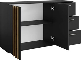 Komód, 2D3S, fekete/artisan tölgy, TOLIS TYP 3