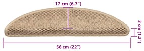 15 db szizál hatású homokszínű öntapadó lépcsőszőnyeg 56x17x3cm