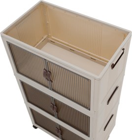 Összecsukható szekrény, fehér/barna, műanyag, POSA TYP 2