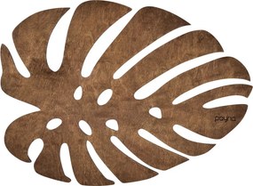 Monstera 4 részes fa tányéralátét szett, dió