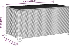 Fekete Polyrattan Kerti Tárolóláda 120 X 65 X 61 Cm