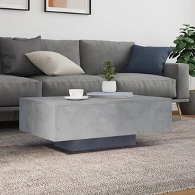 Betonszürke dohányzóasztal LED-lámpákkal 85 x 55 x 31 cm