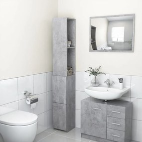 Betonszürke szerelt fa fürdőszobaszekrény 25x26,5x170 cm