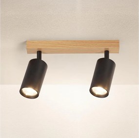 Brilagi - Spotlámpa SELE 2xGU10/30W/230V fekete/tölgy dekor