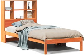 vidaXL barna tömör fenyőfa könyvespolcos ágy matrac nélkül 75 x 190 cm