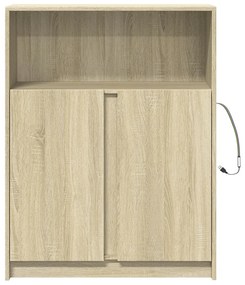sonoma tölgy szerelt fa tálalószekrény LED-del 77 x 34 x 100 cm