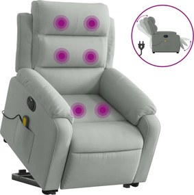 vidaXL elektromos felállást segítő világosszürke bársony masszázsfotel