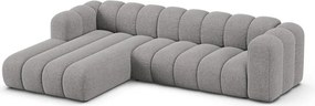Szürke zsenília sarokkanapé (bal oldali-heverő résszel) Lupine – Micadoni