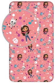 Gumis egyszemélyes pamut gyerek lepedő 90x200 cm Gabby's Dollhouse – Jerry Fabrics