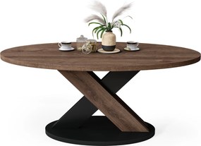 Mazzoni LOXA ovális dohányzóasztal Barna Tölgy / Fekete - DOHÁNYZÓASZTAL 120x65 cm