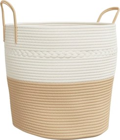 vidaXL bézs-fehér pamut tárolókosár Ø43 x 38 cm