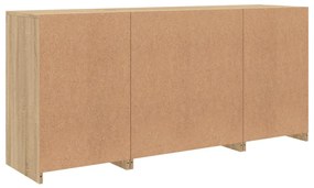 sonoma tölgy színű tálalószekrény LED-ekkel 142,5 x 37 x 67 cm
