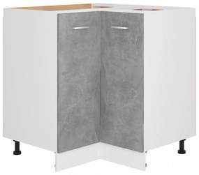 betonszürke szerelt fa alsó sarokszekrény 75,5 x 75,5 x 81,5 cm