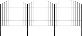 vidaXL fekete acélkerítés lándzsás tetejű 537 x 175 cm
