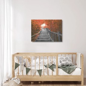 Üveg kép - Lépcsők a természetben, narancssárga (70x50 cm)
