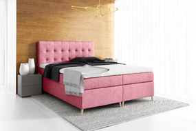 Komala elegáns kárpitozott egyszemélyes ágy tárolóval, világos rózsaszín, 120 x 200 + ingyenes topper