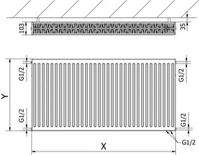 Mexen CV22, acél panel radiátor 500 x 600 mm, oldalsó és alsó 50 mm csatlakozás, 855 W, fehér, W622-050-060-00