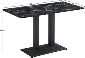 Bisztró asztal, fekete márvány/fekete, 120x60 cm, RINALDO TYP 2