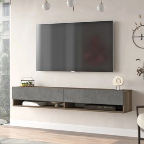 [en.casa] TV-állvány Laitila 180 x 31,5 x 29,5 cm sötét tölgy/betonszínű