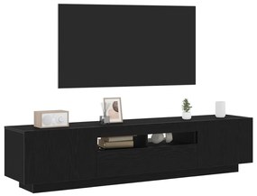 TV szekrény LED fényekkel fekete tölgy színben, 180x35x40 cm, mérnöki fa