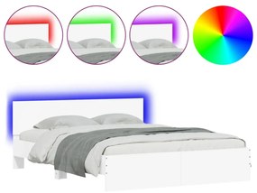 fehér ágykeret fejtámlával és LED-del 150 x 200 cm