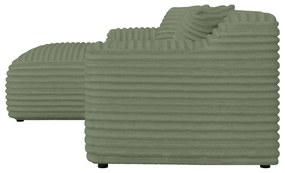 Zöld kordbársony sarokkanapé (bal oldali-heverő résszel) Martin – Ropez