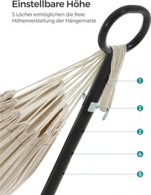 Függőágy, 210 x 150 cm-es függőágy állvánnyal, bézs