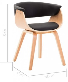 vidaXL 2 db fekete hajlított fa és műbőr étkezőszék