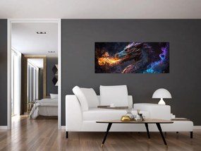 Kép - Lángokat köpködő sárkány (120x50 cm)