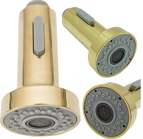 Csaptelepfej Konyhai Akkumulátorhoz Kihúzható Csővel Arany Végződés 2 Funkció