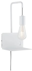 Paulmann 79812 - 1xE27/40W fali lámpatest polccal és USB-porttal CALVANI 230V fehér