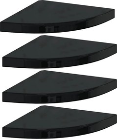 vidaXL 4 db magasfényű fekete MDF lebegő sarokpolc 35 x 35 x 3,8 cm