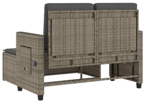 szürke polyrattan dönthető kerti pad párnával