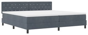 Boxspring Ágy Mattal és LED Világítással Sötét Szürke 200x200 cm Bársony