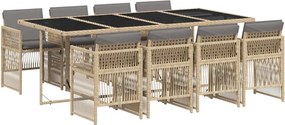 vidaXL 9 részes vegyes bézs polyrattan kerti étkezőgarnitúra párnákkal