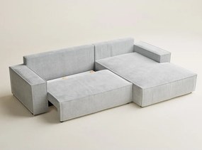 Világosszürke zsenília kinyitható-tárolóhelyes sarokkanapé (jobb oldali-heverő résszel) Maze – Maison de Rêve