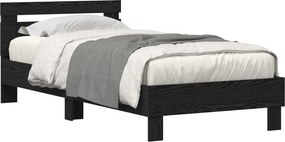 vidaXL Ágykeret leddel fejtámlával Fekete tölgy 100 x 200 cm Faanyag
