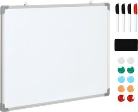 HOMCOM Mágneses Fehér Tábla 4 Markertollal, 1 Radírral, 10 Mágnessel, Állványos, Falra Szerelhető, Könnyen Törölhető, 90 x 1.8 x 60 cm | Aosom