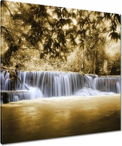 Vászonkép 90x90 Vízesés szépia színben
