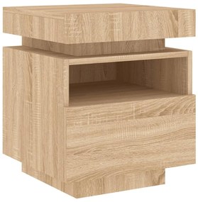 sonoma tölgy színű éjjeliszekrény LED-ekkel 40 x 39 x 48,5 cm