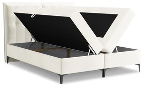 Krémszínű ágyneműtartós boxspring ágy 180x200 cm Mikana – Makamii